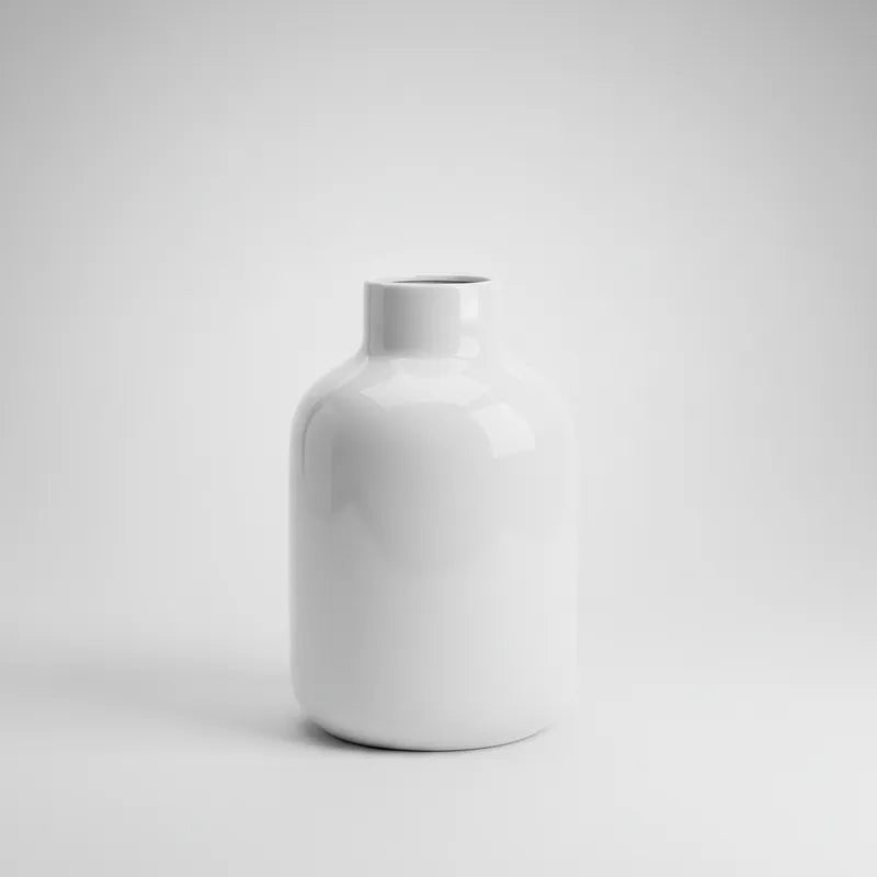 Jarrón de Vidrio Blanco Brilloso 21 x 15 cm