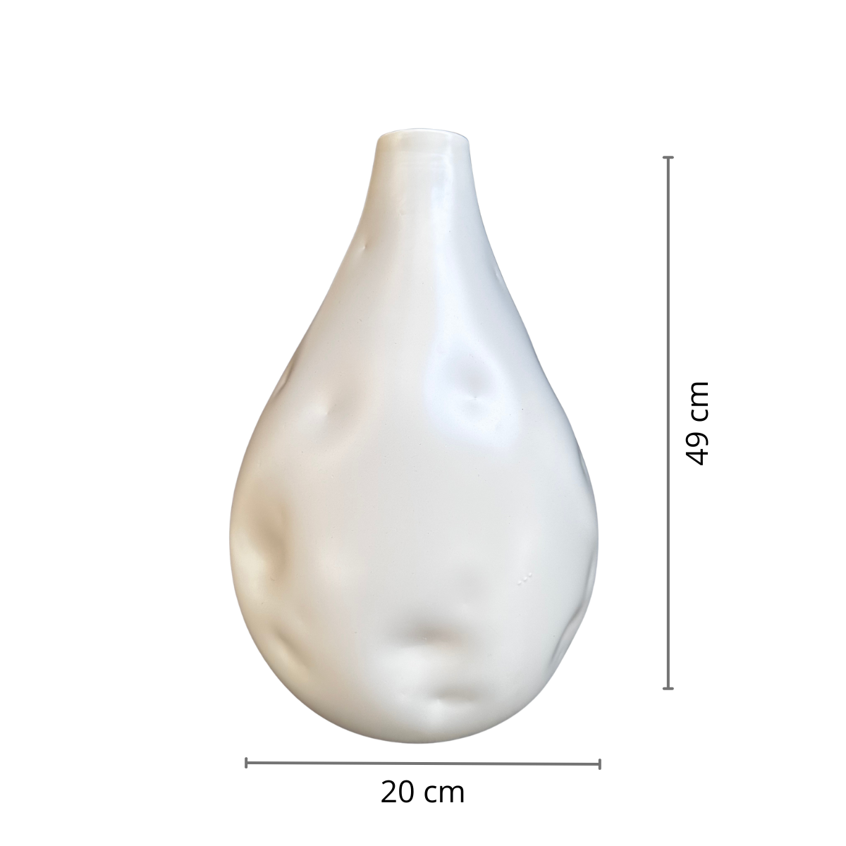 Jarron golpeado Gota blanco mate 49x20 cm