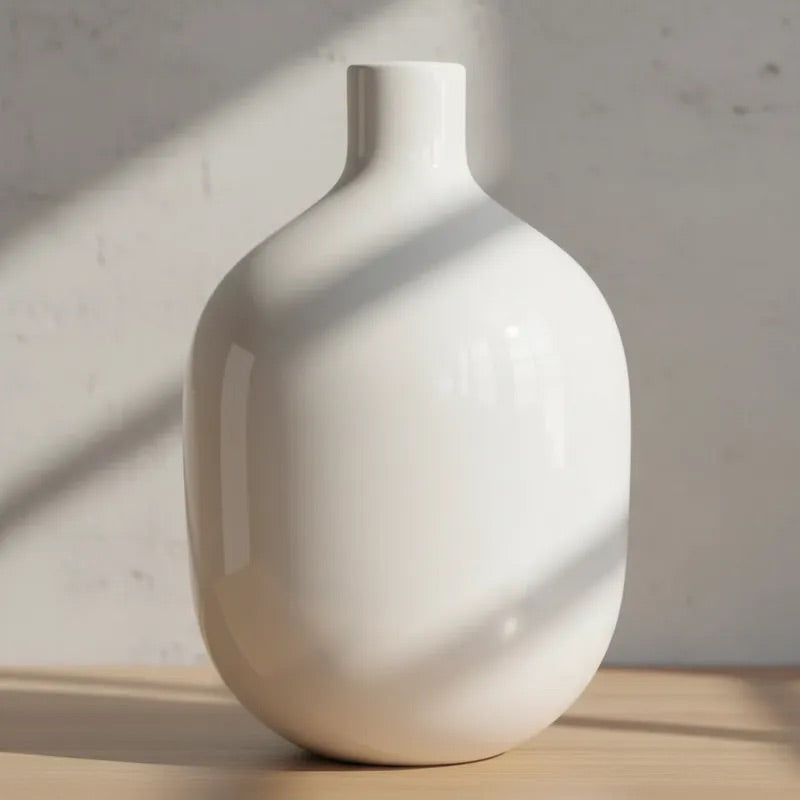 Jarron redondo vidrio Blanco brillante 50x30cm