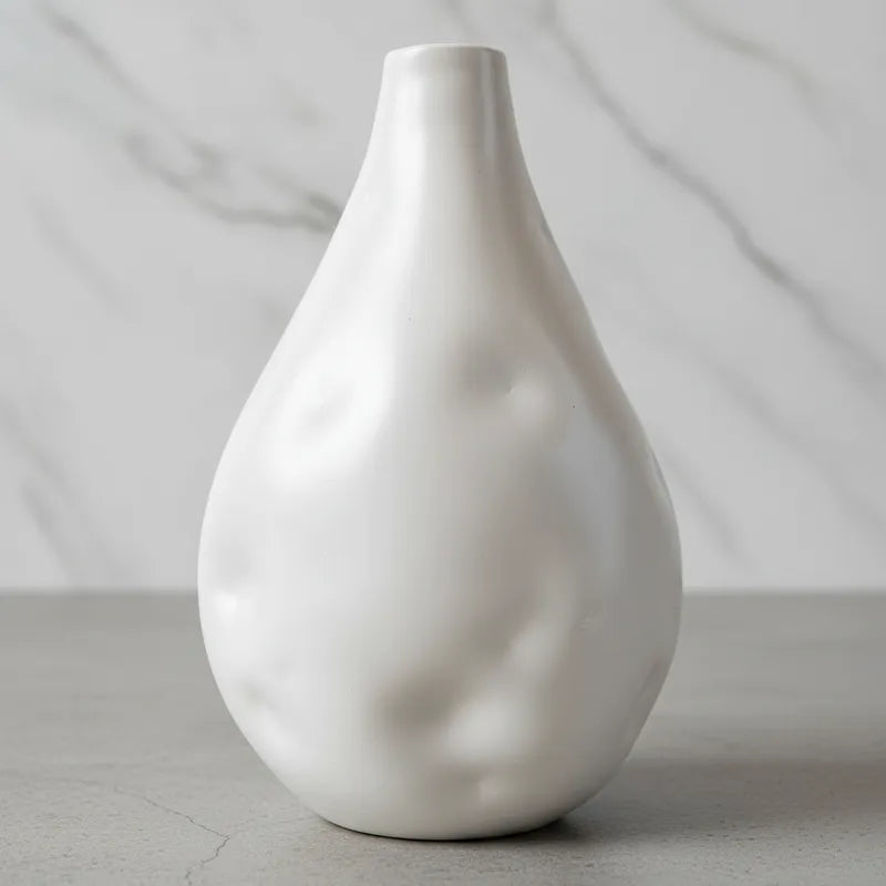 Jarron golpeado Gota blanco mate 49x20 cm