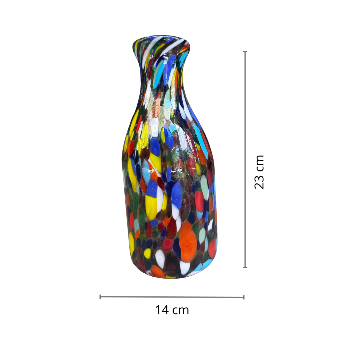 Botella decorativa de vidrio multicolor 23x14cm