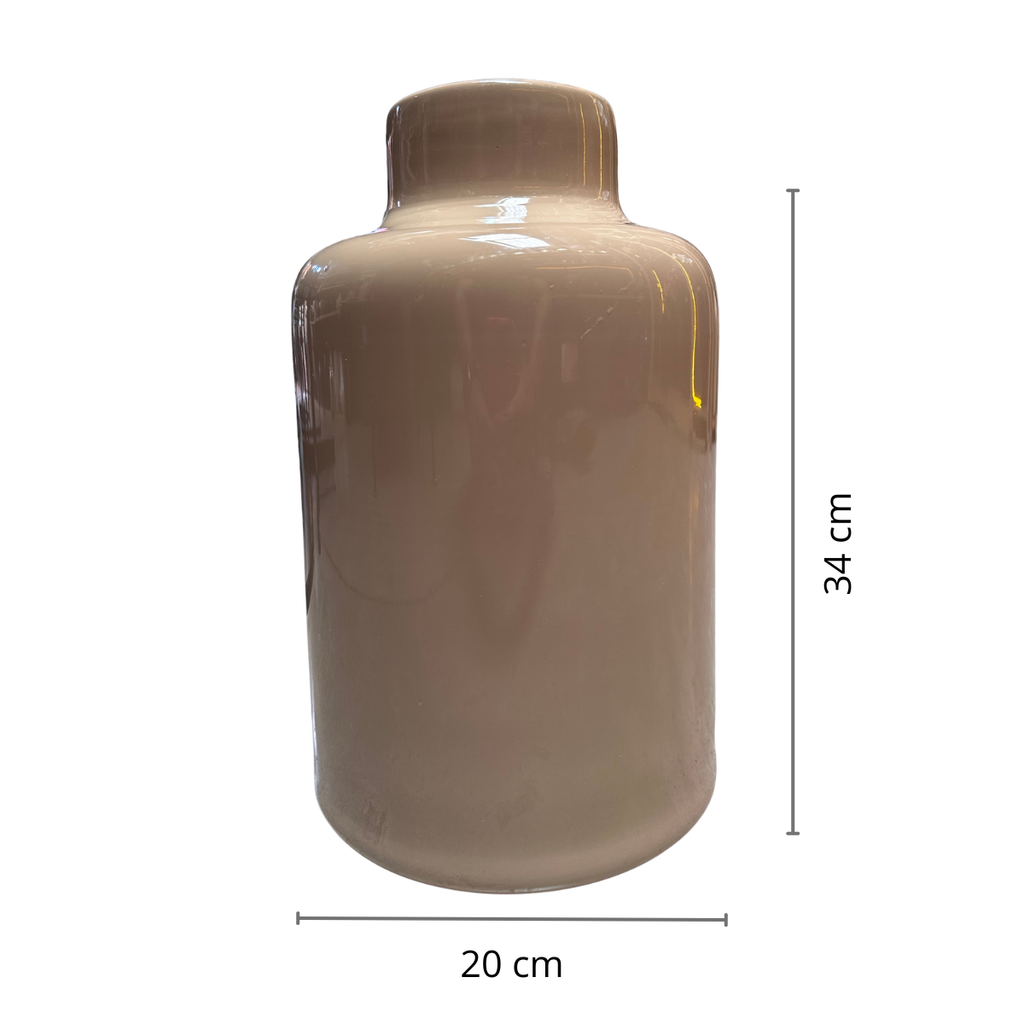 Jarrón Decorativo de Vidrio Capuchino Brilloso 34 x 20 cm