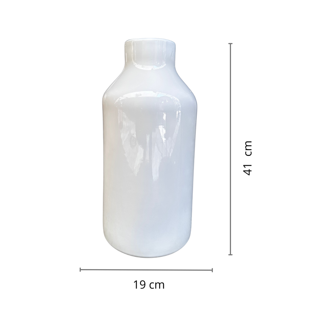 Jarron vidrio Blanco brillante 41x19cm