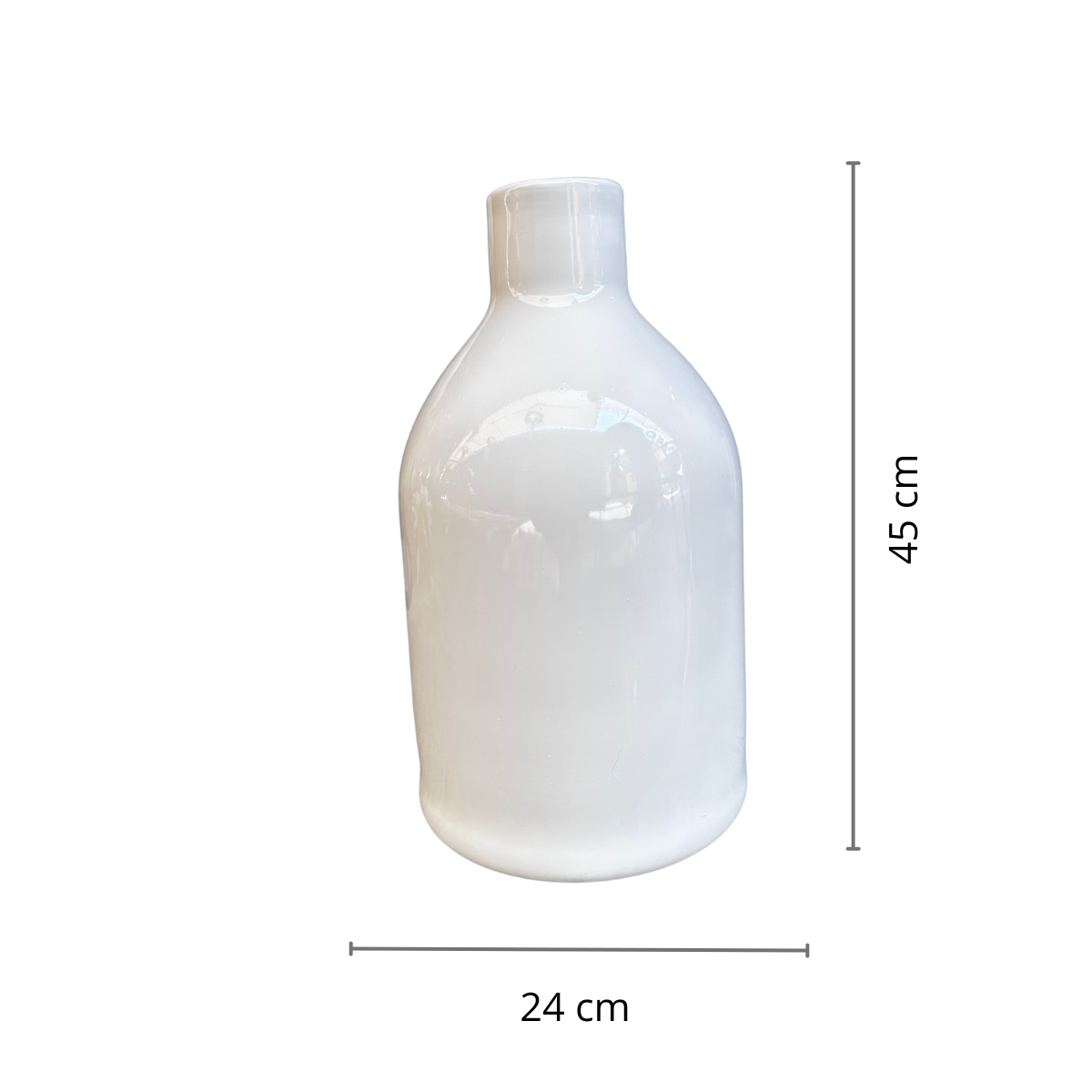 Jarron Botella vidrio Blanco brillante 45x24cm