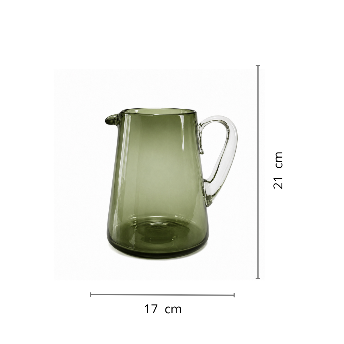 Jarra vidrio Verde olivo 21x17cm