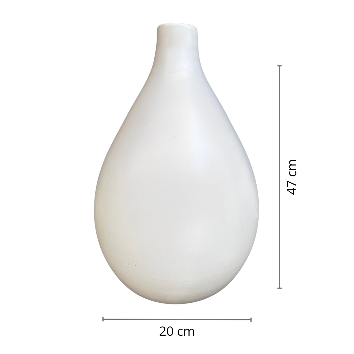 Jarron gota vidrio Blanco matte 47x20cm