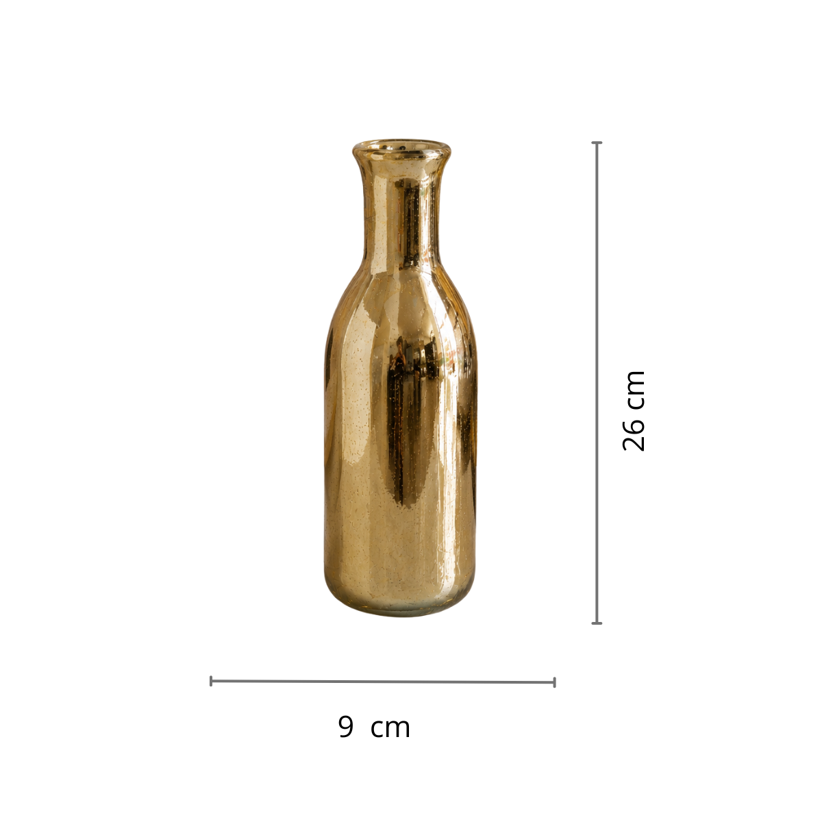 Botella decorativa de vidrio color Dorado 26x6cm