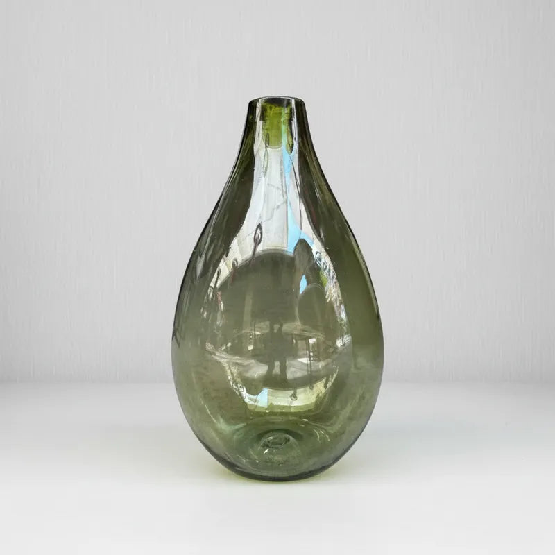 Jarron vidrio Gota verde olivo 40x23cm