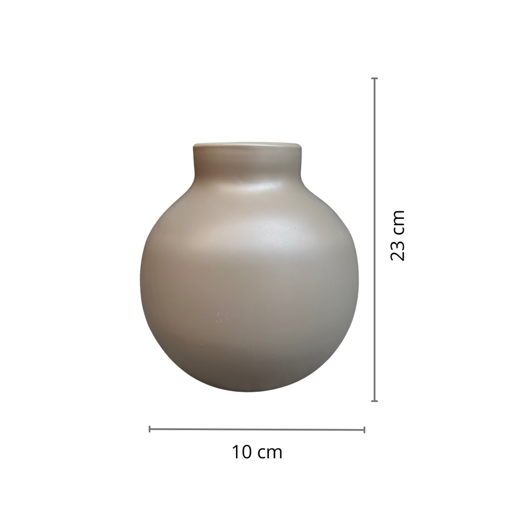 Jarrón Bola Capuchino Mate de Vidrio – 23 x 10 cm