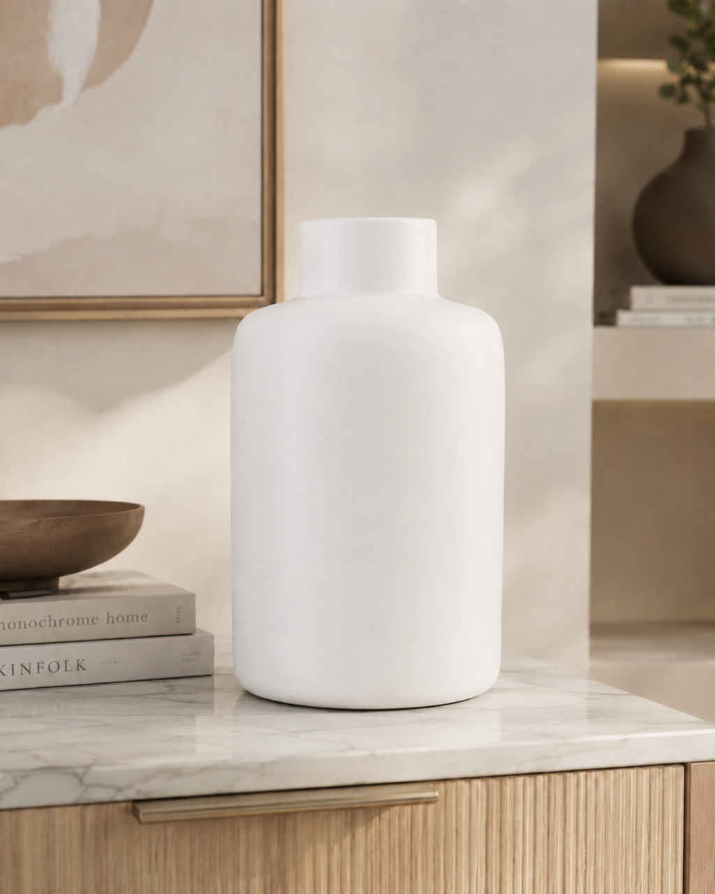 Jarrón Decorativo de Vidrio Blanco Mate 41 x 25 cm