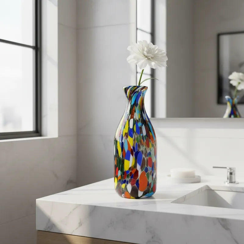 Botella decorativa de vidrio multicolor 23x14cm