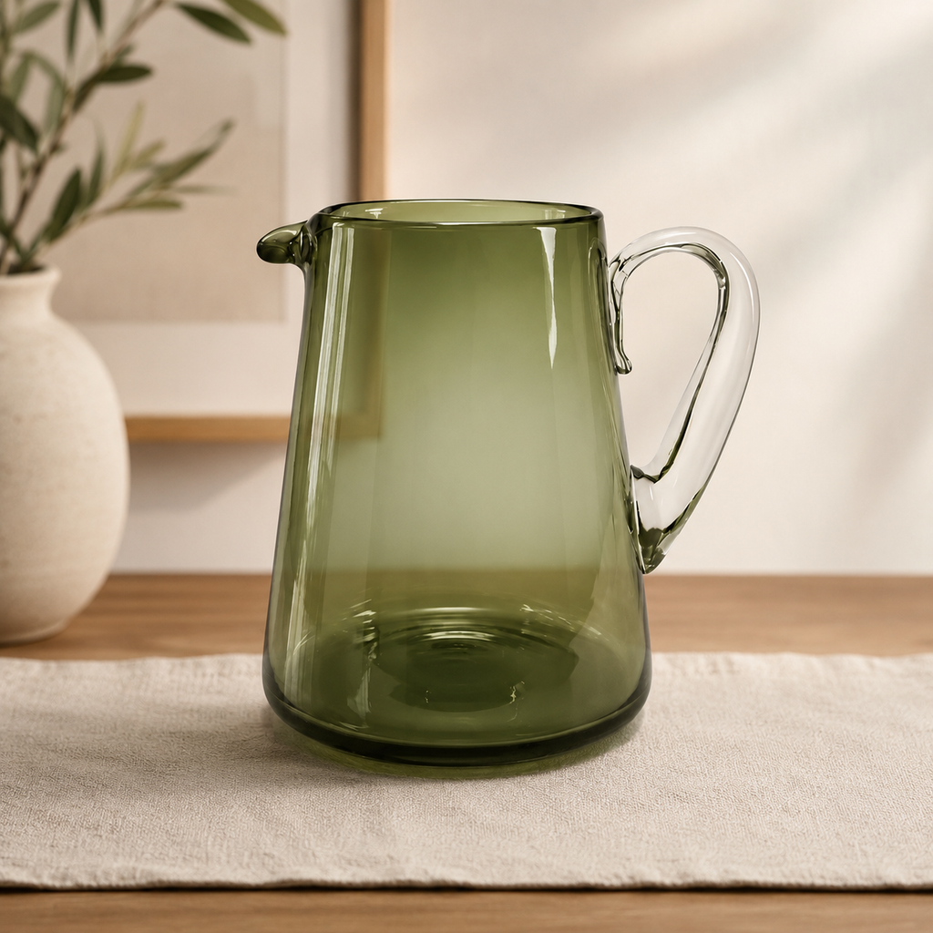 Jarra vidrio Verde olivo 21x17cm