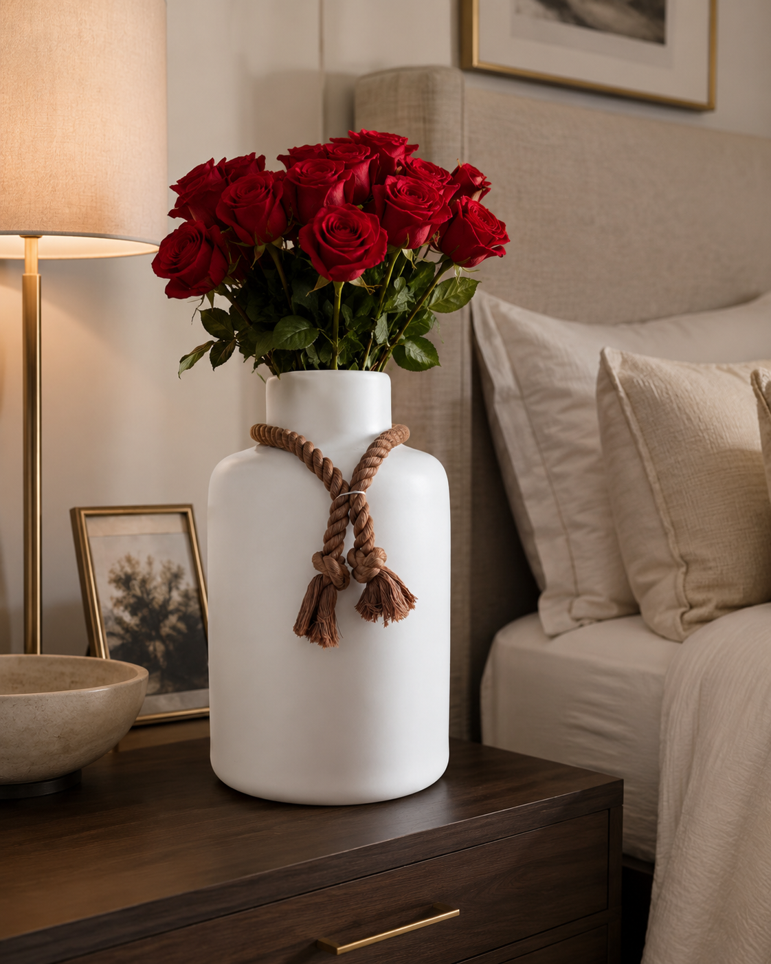 Jarrón Decorativo de Vidrio Blanco Mate 41 x 25 cm