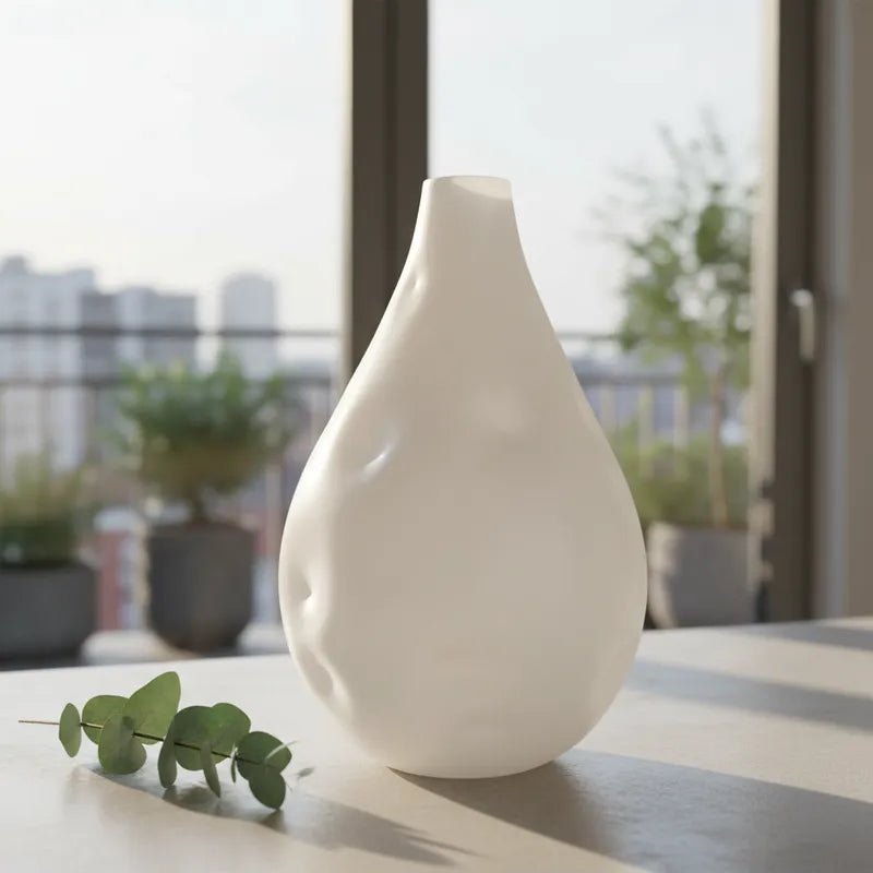 Jarron golpeado Gota blanco mate 49x20 cm