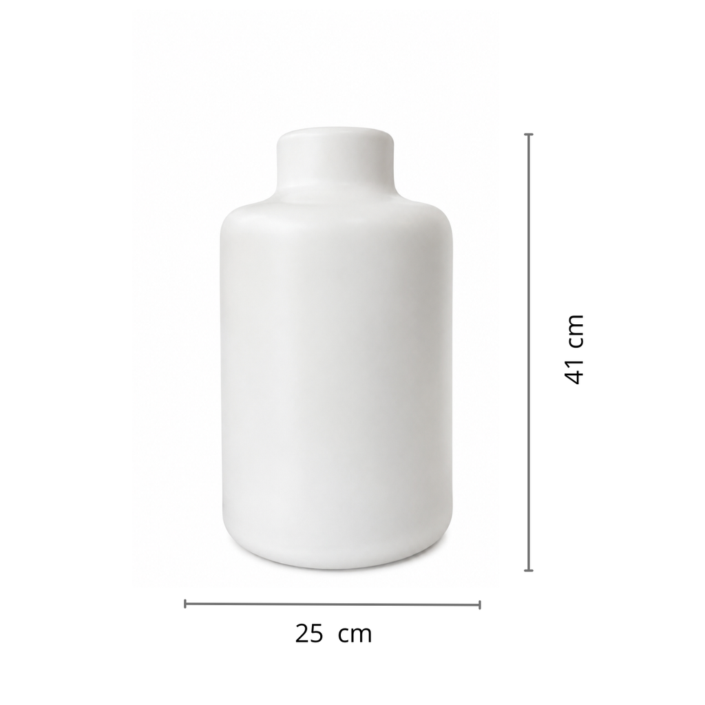 Jarrón Decorativo de Vidrio Blanco Mate 41 x 25 cm
