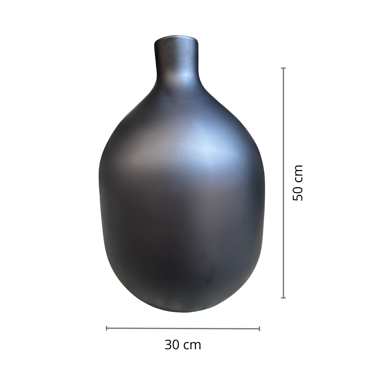 Jarron redondo vidrio Negro mate 50x30cm