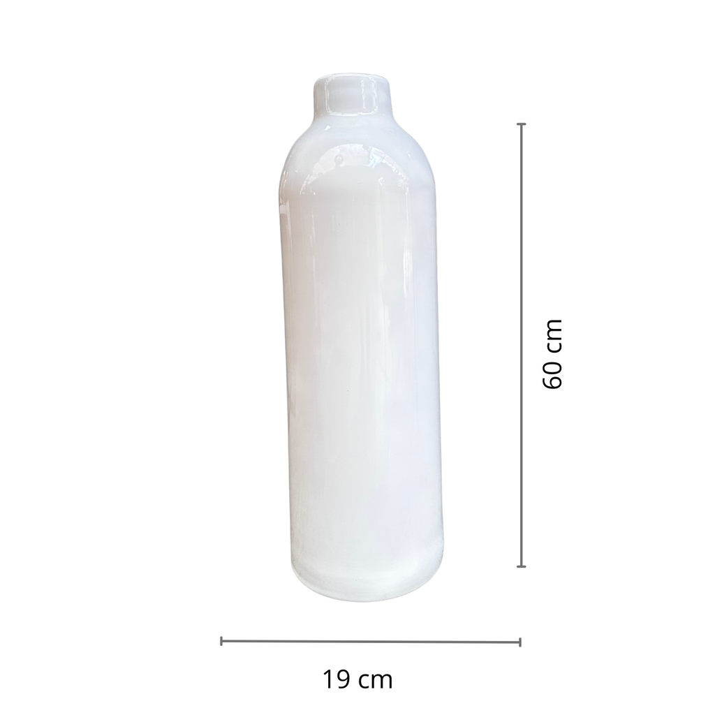 Jarron alto de vidrio color blanco brillante 60x20cm