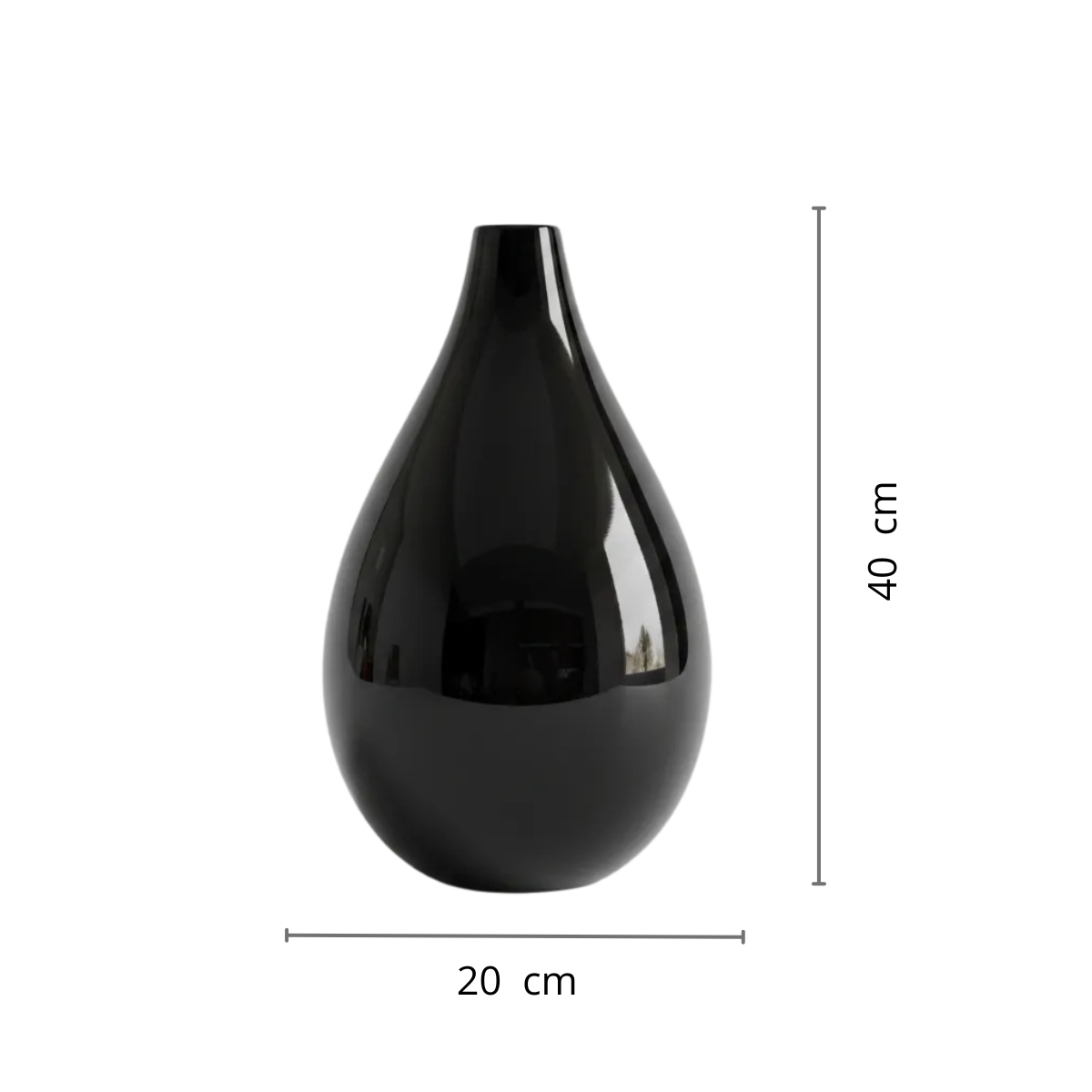 JARRON GOTA DE VIDRIO SOPLADO NEGRA BRILLANTE 20 X 40 CM